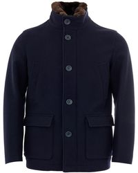 Herno - Wool Jacket With Fur Collar - Lyst