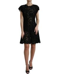Dolce & Gabbana - Floral Lace Cotton A-Line Mini Dress - Lyst