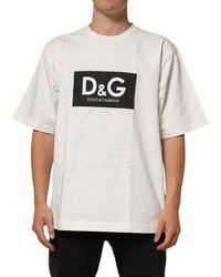 Dolce & Gabbana - White Logo Print Cotton Crew Neck Men T - Lyst
