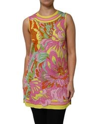 Dolce & Gabbana - Multicolor Floral Roundneck Sleeveless Top - Lyst