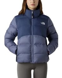 The North Face - Blue Polyester Coat - Lyst