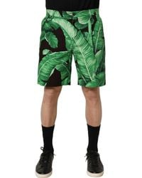 Dolce & Gabbana - Black Green Banana Leaf Men Bermuda Shorts - Lyst