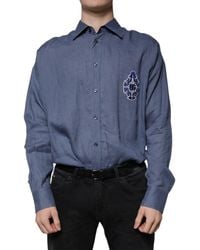 Dolce & Gabbana - Logo Long Sleeve Button Down Casual Shirt - Lyst