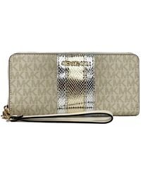 Michael Kors - Jet Set Travel Center Stripe Signature Continental Wallet Vanilla Pale Gold - Lyst