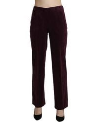 Bencivenga - Purple Suede High Waist Straight Trouser Pants - Lyst
