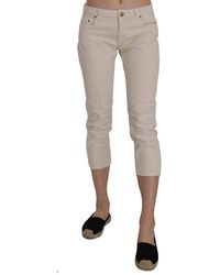 Dondup - Cotton Stretch Low Waist Skinny Trouser Beige Pan70211 - Lyst