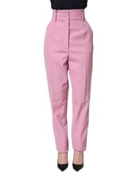 Dolce & Gabbana - Pink High Waisted Polyester Trouser Pants - Lyst