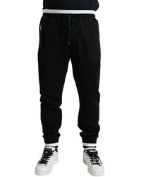 Dolce & Gabbana - Black Cotton Logo Sweatpants Jogging Pants - Lyst