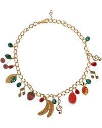 Dolce & Gabbana - Gold Tone Brass Fruity Crystal Embellished Waist Chain Belt - Lyst