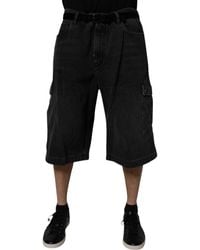 Dolce & Gabbana - Mid Waist Denim Cargo Bermuda Shorts Cotton - Lyst