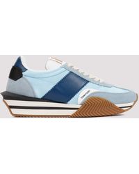 Tom Ford - Light Blue Cream James Suede Calf Leather Sneakers - Lyst