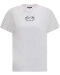 Ganni - White Cotton T - Lyst