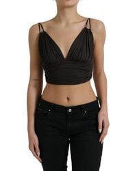 Dolce & Gabbana - Viscose Plunging V-Neck Cropped Tank Top - Lyst