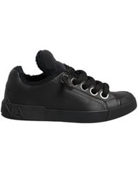Dolce & Gabbana - Leather Low Top Portofino Sneakers Shoes Calf Nylon Elastane - Lyst