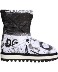 Dolce & Gabbana - Padded Logo Print Mid Calf Boots Shoes - Lyst