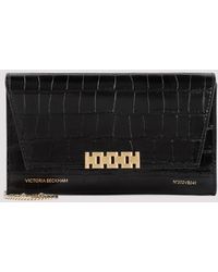Victoria Beckham - Black Crocodile Embossed Leather Wallet On Chain - Lyst