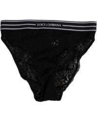 Dolce & Gabbana - Lace Slip Brief Logo Waistband Underwear Nylon Clothing - Lyst