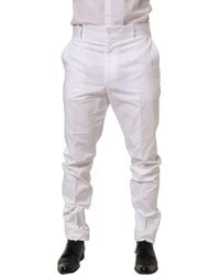 Dolce & Gabbana - White Cotton Tapered Leg Dress Trouser Pants - Lyst