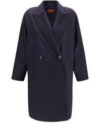 Max Mara - Blue Wool Oves Aries Coat - Lyst