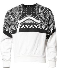 Dolce & Gabbana - Black White Bandana Cotton Men Sweatshirt Sweater - Lyst