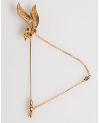 Dolce & Gabbana - Gold Tone 925 Sterling Silver Crystal Chain Pin Brooch - Lyst