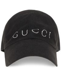 Gucci - Rhinestone Logo Baseball Cap - Lyst