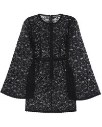 Dolce & Gabbana - Mini Dress In Floral Openwork Knit - Lyst