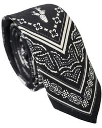 Dolce & Gabbana - Black White Patterned 100% Silk Adjustable Tie - Lyst