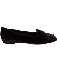 Dolce & Gabbana - Velvet Dg Heart Loafers Flats Shoes - Lyst