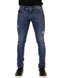 Dolce & Gabbana - Distressed Slim Jeans - Lyst
