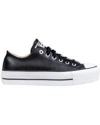 Converse - Black Leather Low Top Sneakers - Lyst