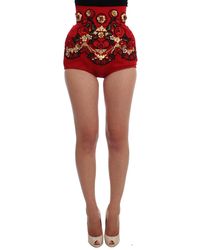 Dolce & Gabbana - Silk Crystal Roses Shorts - Lyst