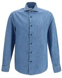 Brunello Cucinelli - Blue Denim Shirt - Lyst