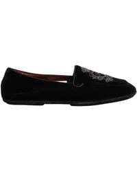 Dolce & Gabbana - Black Velvet Crown Embroidery Loafers Shoes - Lyst