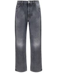Prada - Black Cotton Relaxed Fit Jeans - Lyst