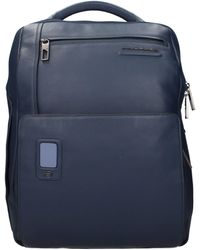 Piquadro - Blue Leather Backpack - Lyst