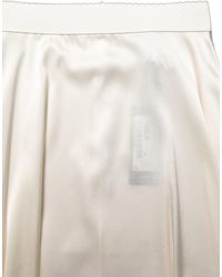 Dolce & Gabbana - Off White Lace Trimmed Satin High Waist Skirt - Lyst