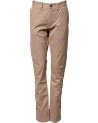 Sun 68 - Beige Cotton Mid Waist Straight Men Chino Trouser Pants - Lyst