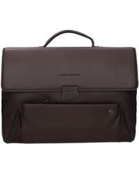 Piquadro - Brown Leather Business And Laptop Bag - Lyst