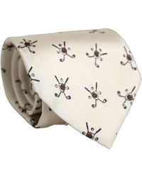 Dolce & Gabbana - Off White Printed Silk Adjustable Necktie Accessory Tie - Lyst