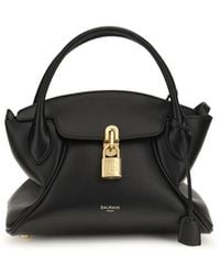 Balmain - Black Calf Leather Bos Taurus Handbag - Lyst