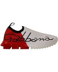 Dolce & Gabbana - Nappa Calfskin Portofino Sneakers With Dg Mania Print - Lyst