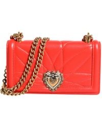 Dolce & Gabbana - Red Leather Quilted Devotion Crossbody Phone Cover Bag - Lyst