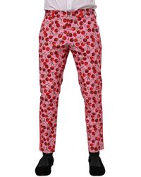 Dolce & Gabbana - Pink Cherry Print Cotton Dress Pants - Lyst