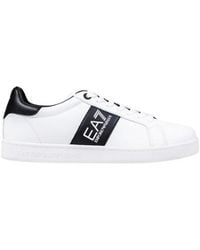 EA7 - Black And White Leather Low Top Sneakers - Lyst