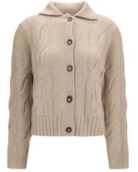 Allude - Beige Cashmere Cardigan - Lyst