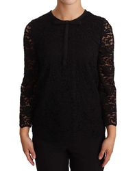 Dolce & Gabbana - Elegant Floral Lace Long Sleeve Top - Lyst