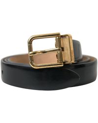 Dolce & Gabbana - Black Calf Leather Gold Metal Buckle Belt - Lyst