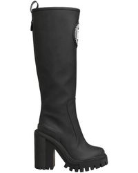 Dolce & Gabbana - Black Rubberised Leather High Boots Shoes - Lyst