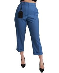 Dolce & Gabbana - Pleated Wool Cuffed Cropped Trouser Pants - Lyst